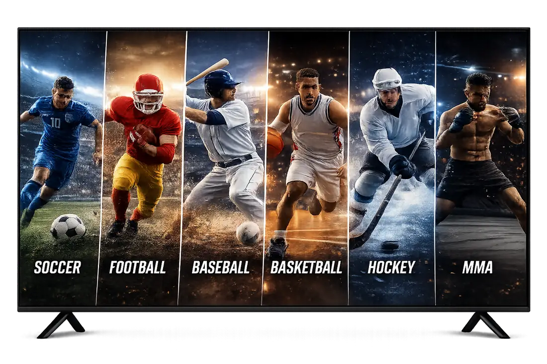 Live soccer, football, baseball, basketball, hockey, and MMA streaming in 4K on LayerSeven IPTV